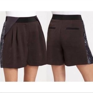Rebecca Taylor Pre-Owned Sequins Silk Tuxedo Pockets Shorts Size 2